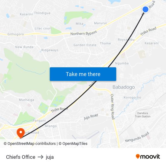 Chiefs Office to juja map