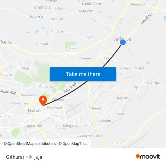 Githurai to juja map