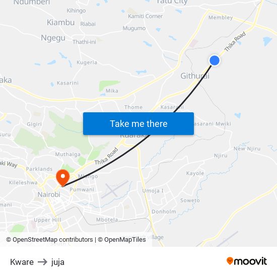 Kware to juja map