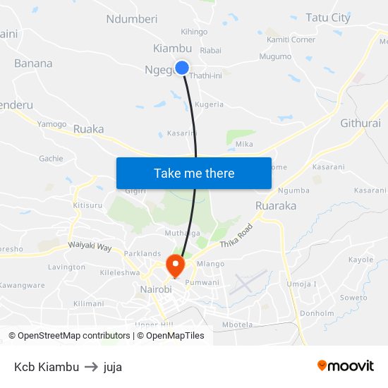 Kcb Kiambu to juja map