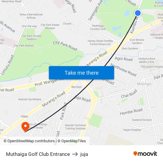 Muthaiga Golf Club Entrance to juja map