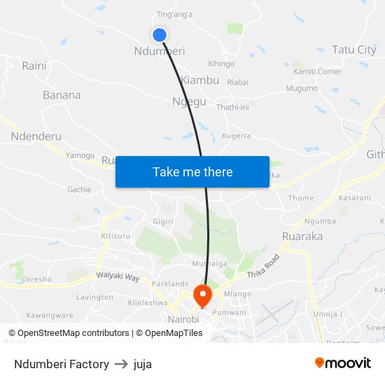 Ndumberi Factory to juja map