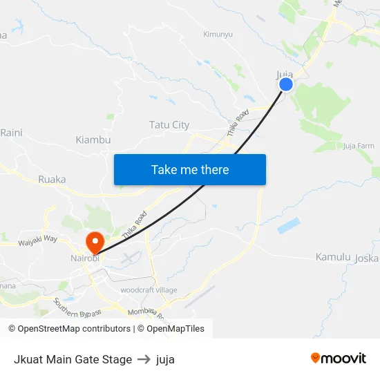 Jkuat Main Gate Stage to juja map
