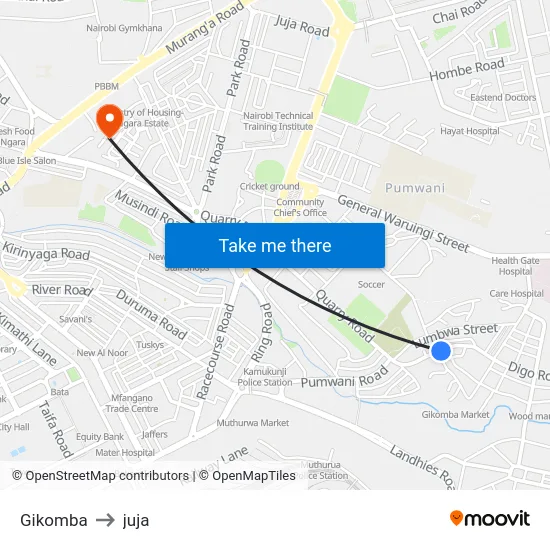 Gikomba to juja map