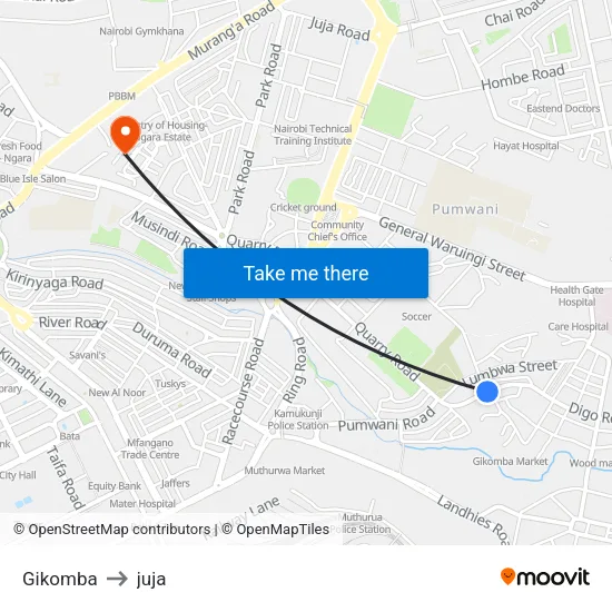 Gikomba to juja map
