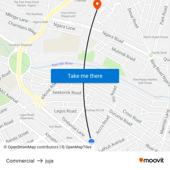 Commercial to juja map