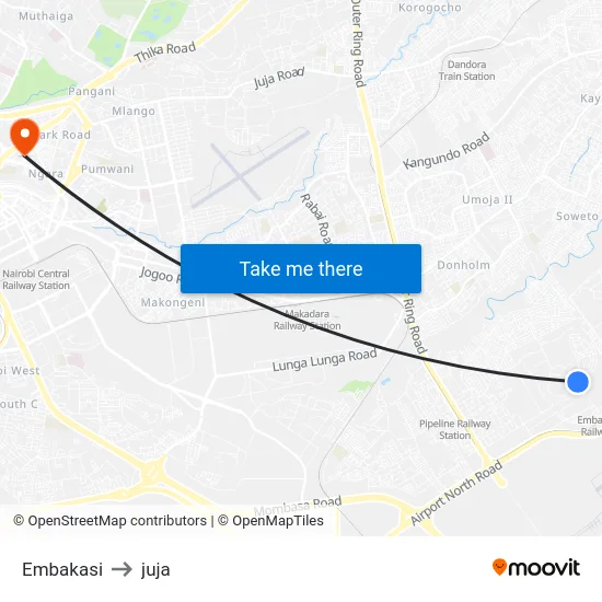Embakasi to juja map
