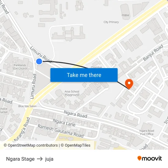 Ngara Stage to juja map