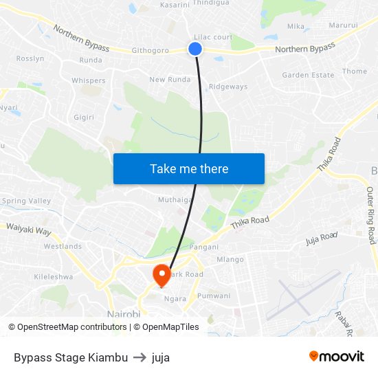 Bypass Stage Kiambu to juja map