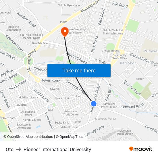 Otc to Pioneer International University map