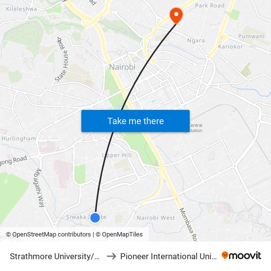Strathmore University/Siwaka to Pioneer International University map