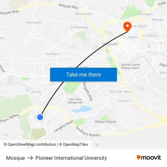 Mosque to Pioneer International University map
