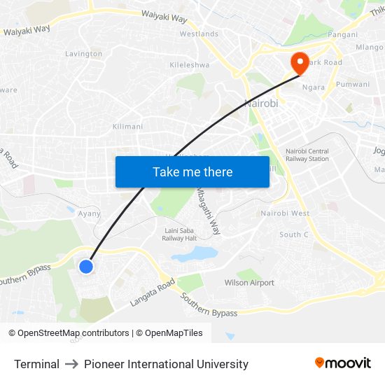 Terminal to Pioneer International University map