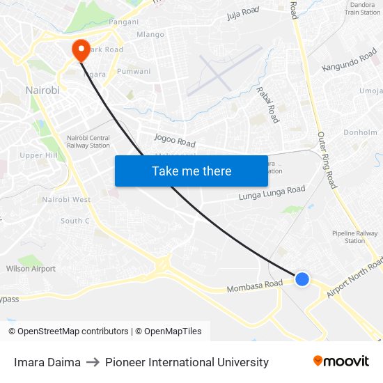 Imara Daima to Pioneer International University map