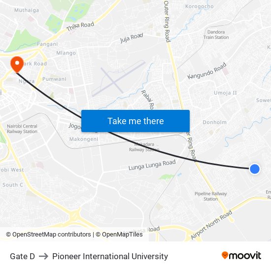 Gate D to Pioneer International University map