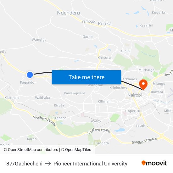 87/Gachecheni to Pioneer International University map