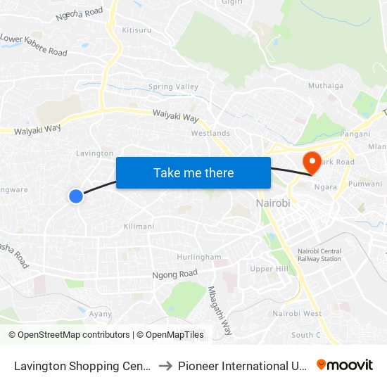 Lavington Shopping Centre/Shell to Pioneer International University map