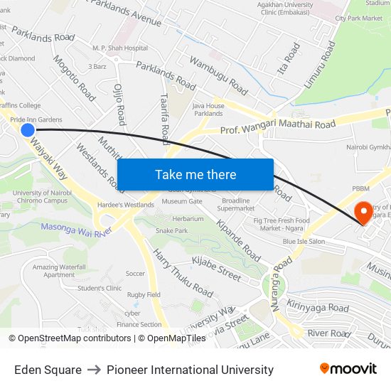 Eden Square to Pioneer International University map