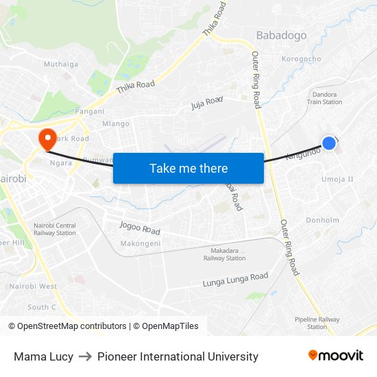 Mama Lucy to Pioneer International University map