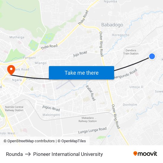 Rounda to Pioneer International University map