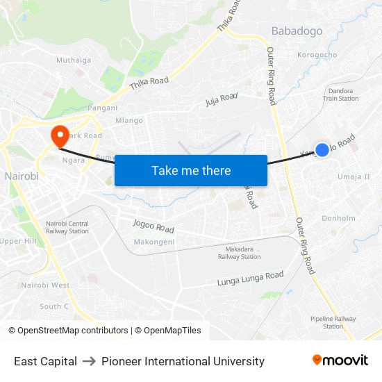 East Capital to Pioneer International University map