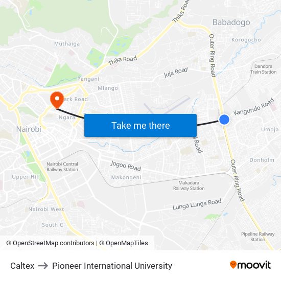 Caltex to Pioneer International University map