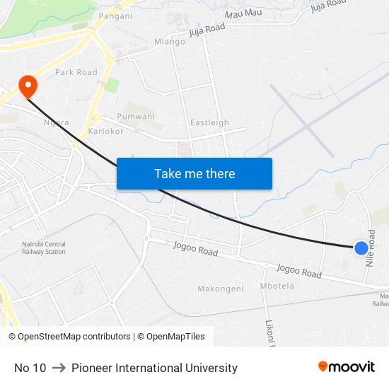 No 10 to Pioneer International University map