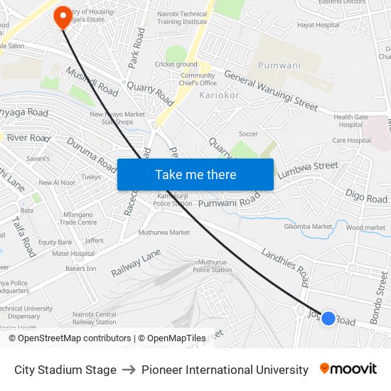 City Stadium Stage to Pioneer International University map