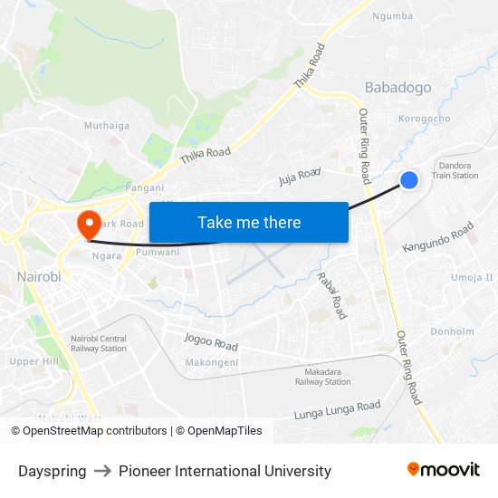 Dayspring to Pioneer International University map