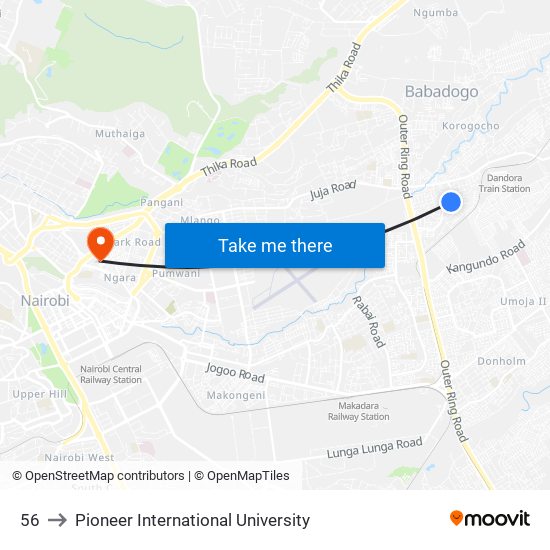 56 to Pioneer International University map