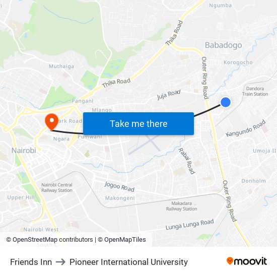 Friends Inn to Pioneer International University map