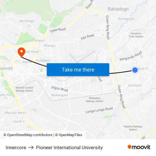 Innercore to Pioneer International University map