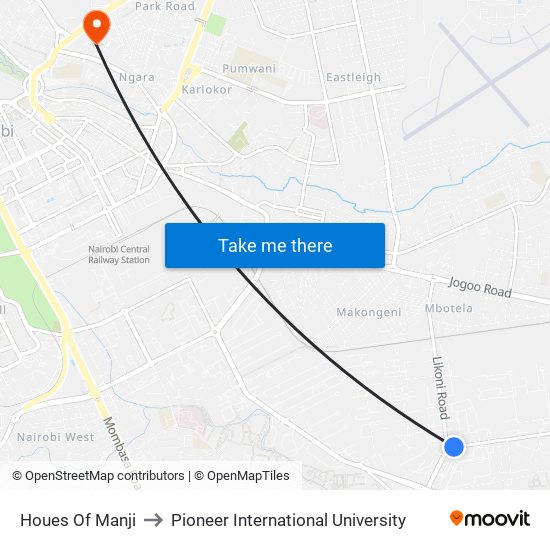 Houes Of Manji to Pioneer International University map