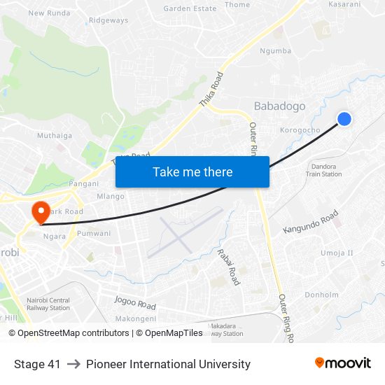 Stage 41 to Pioneer International University map