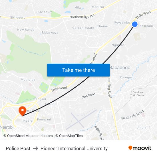 Police Post to Pioneer International University map