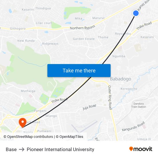 Base to Pioneer International University map