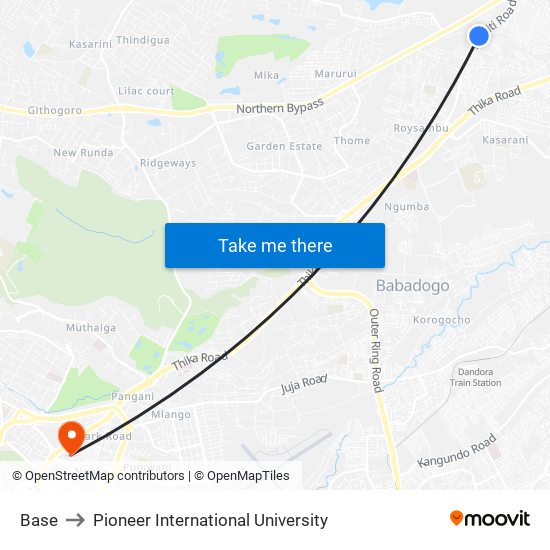 Base to Pioneer International University map