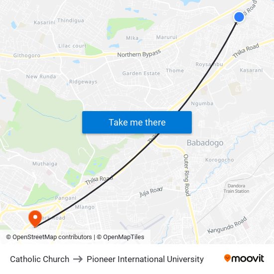 Catholic Church to Pioneer International University map