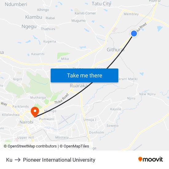 Ku to Pioneer International University map