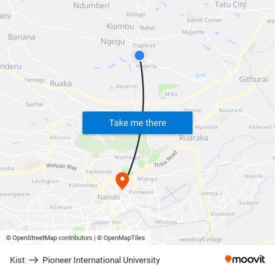 Kist to Pioneer International University map