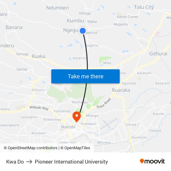 Kwa Do to Pioneer International University map