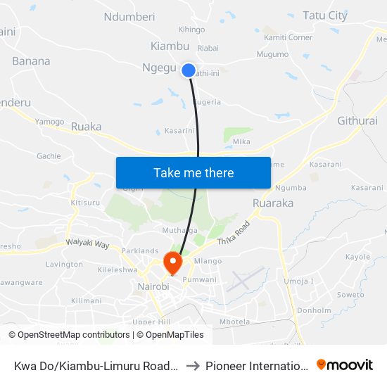 Kwa Do/Kiambu-Limuru Road Junction/Red Nova to Pioneer International University map