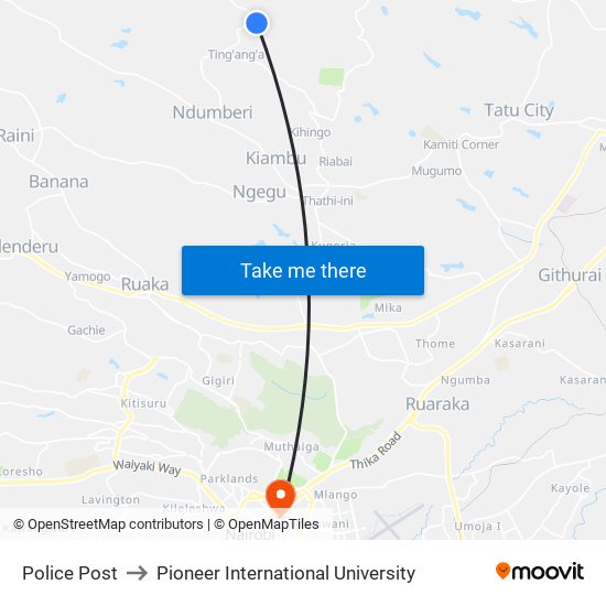 Police Post to Pioneer International University map