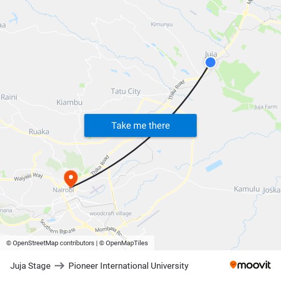 Juja Stage to Pioneer International University map