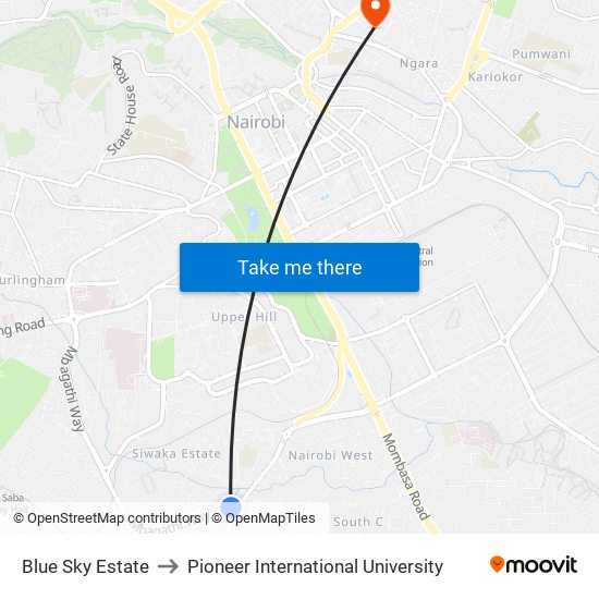 Blue Sky Estate to Pioneer International University map