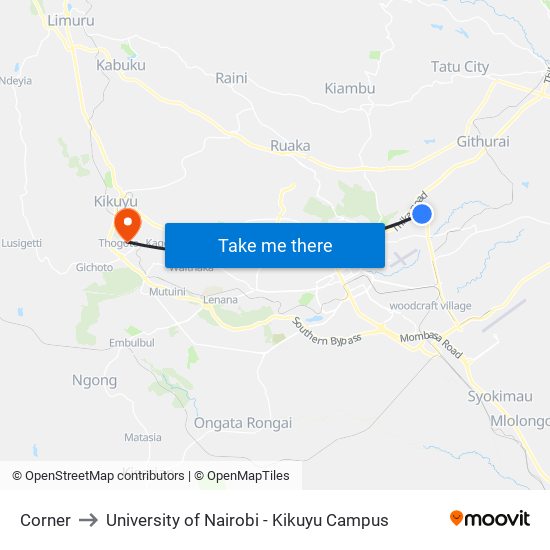 Corner to University of Nairobi - Kikuyu Campus map