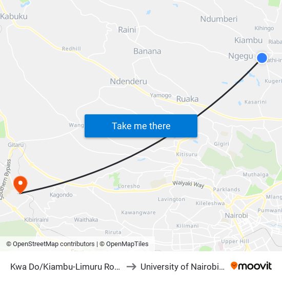 Kwa Do/Kiambu-Limuru Road Junction/Red Nova to University of Nairobi - Kikuyu Campus map