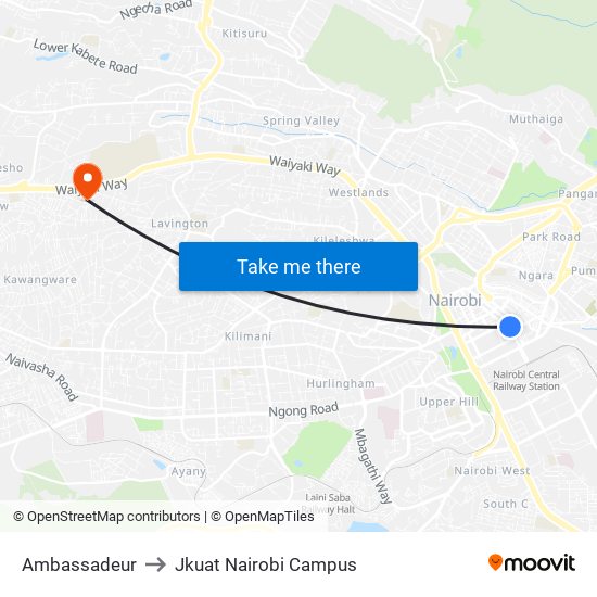 Ambassadeur to Jkuat Nairobi Campus map