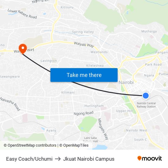 Easy Coach/Uchumi to Jkuat Nairobi Campus map