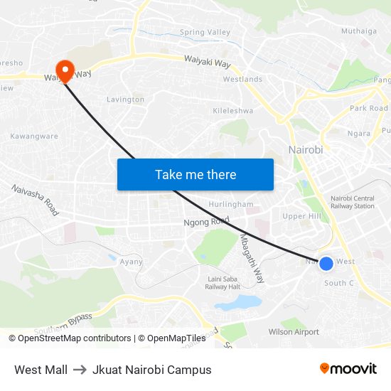 West Mall to Jkuat Nairobi Campus map
